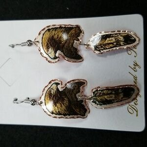 Copper Jewelry New Hawk Wildlife Bird Dabgle Earrings Handcrafted